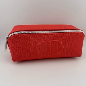 Christian Dior Cosmetic Beauty Pouch Make-Up Bag Red